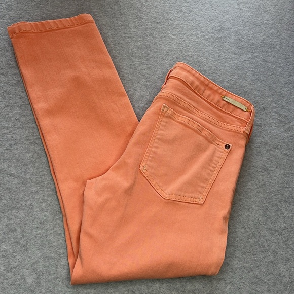 Pilcro Letterpress Anthropologie Peach Stet Crop Capri Denim Jeans Size 28 - Picture 10 of 14